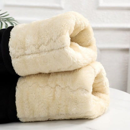 Black Fleece Lined Winter Warm Leggings for Women - Santina