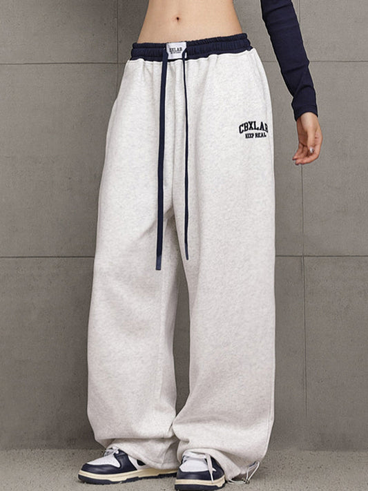 Contrast Color Hip Hop Letter Print Waistband Sweatpants