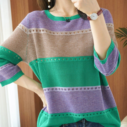 Color Block Knit Sweater for Women - Alfonsina