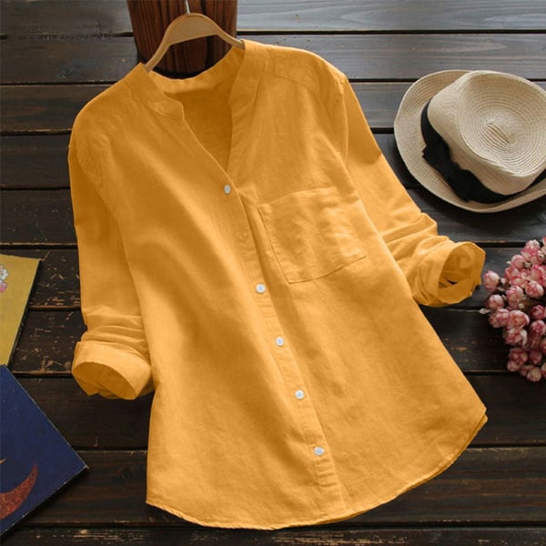 Women's Summer Button-Down Linen Blouse | with Breast Pocket