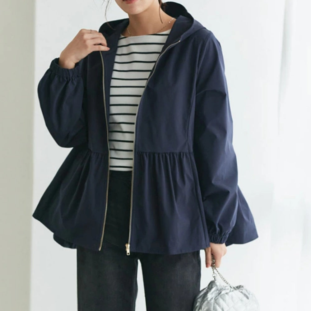 Hooded Long Sleeve Jacket with Pockets for Women - Fernanda