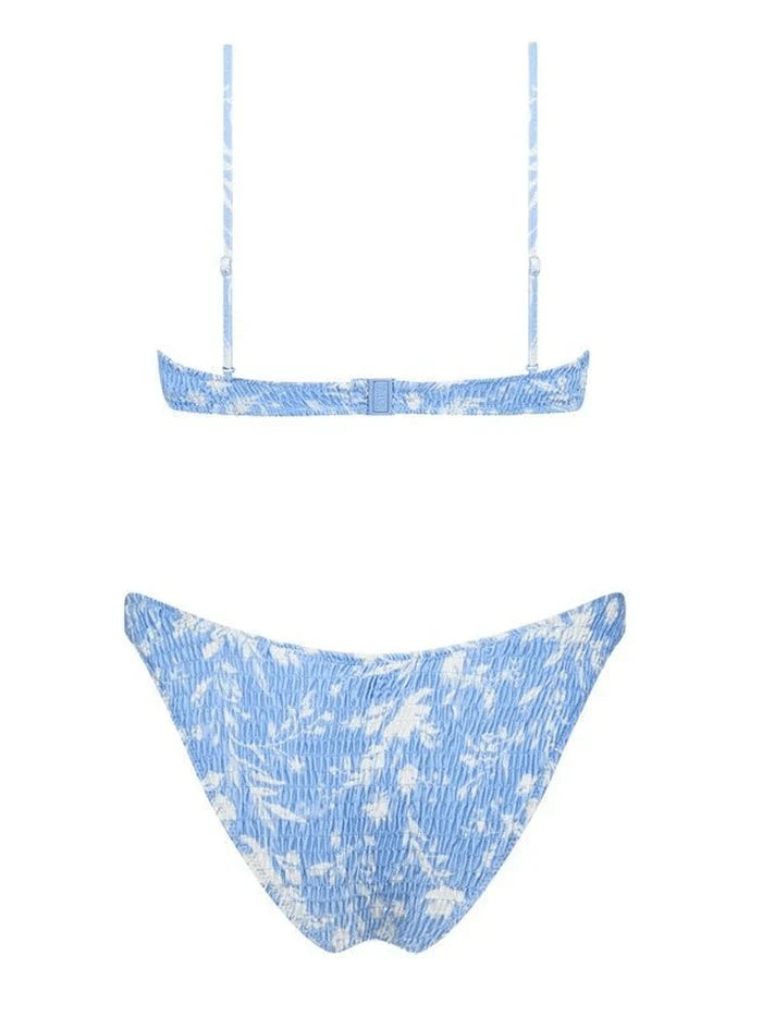 Conjunto de bikini fruncido con estampado floral