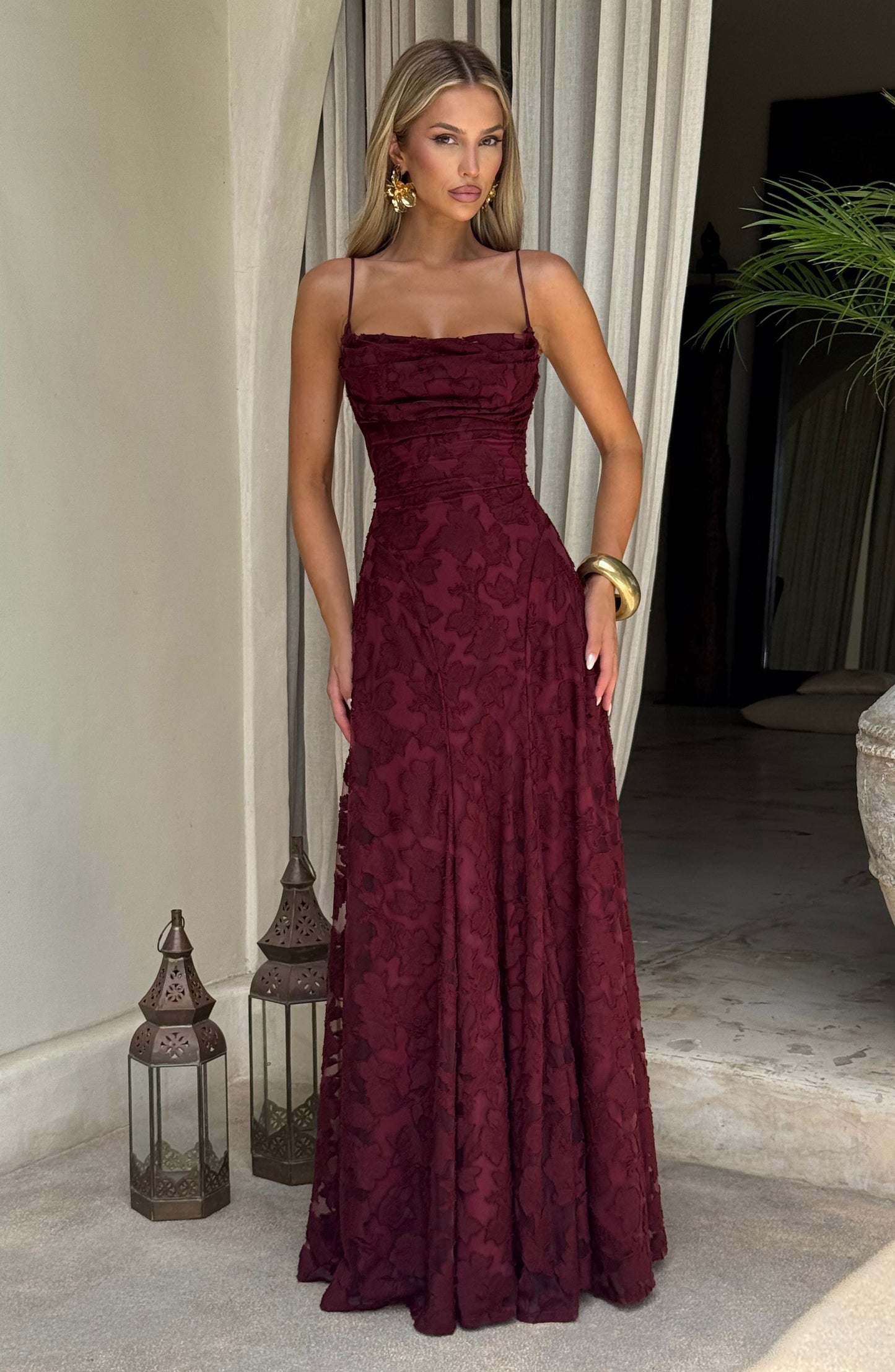 Women's Spaghetti Strap Wedding Guest Dress | Maxi