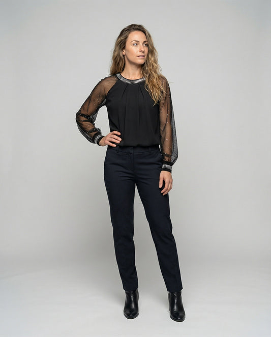 Women's Black Dressy Blouse | Long Sleeve