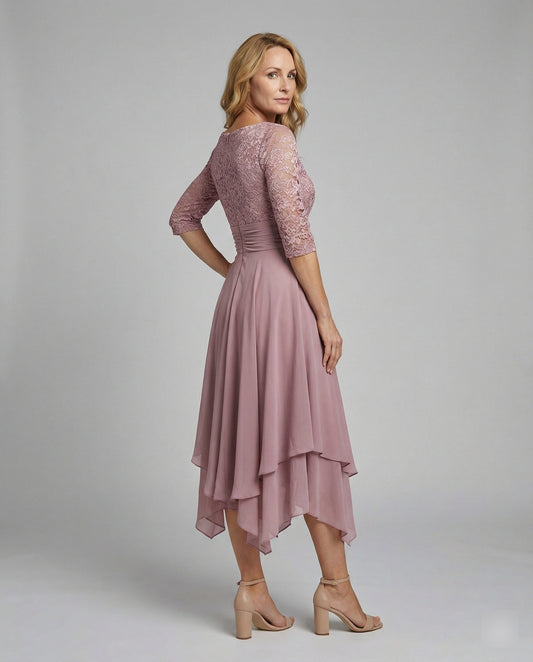 Women's Midi Evening Dress | 3/4 Sleeves