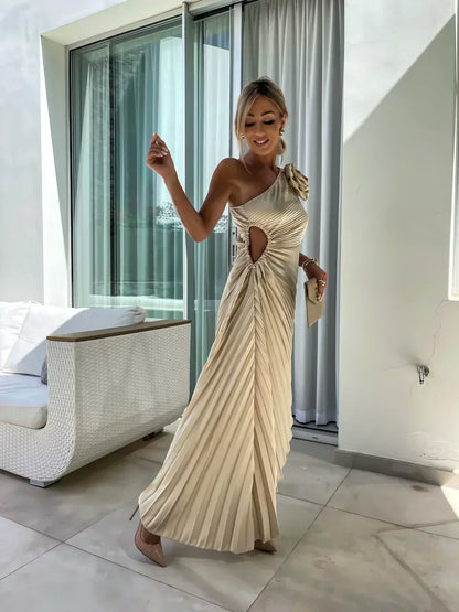 Party One Shoulder Dress | Pleated