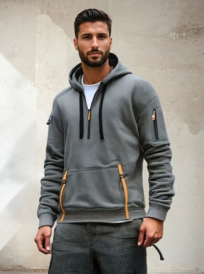 Men's Multiple Zipper Pockets Hoodie | Sports
