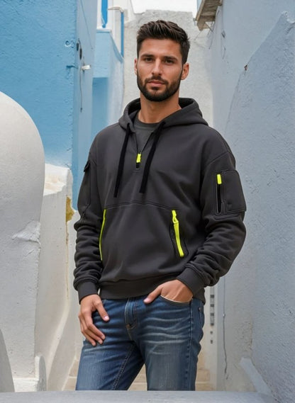 Men's Multiple Zipper Pockets Hoodie | Sports