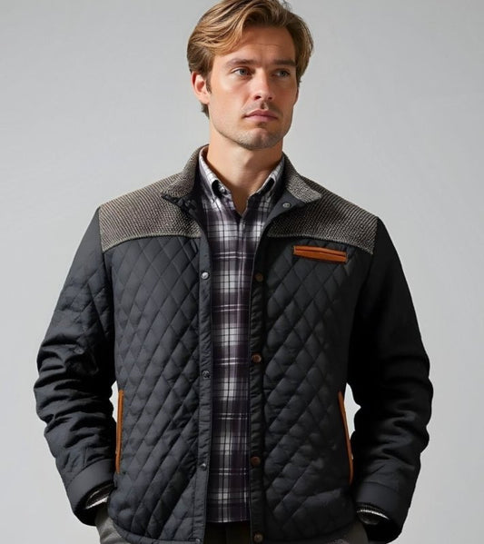 Men's Splicing Cotton Jacket | Lattice