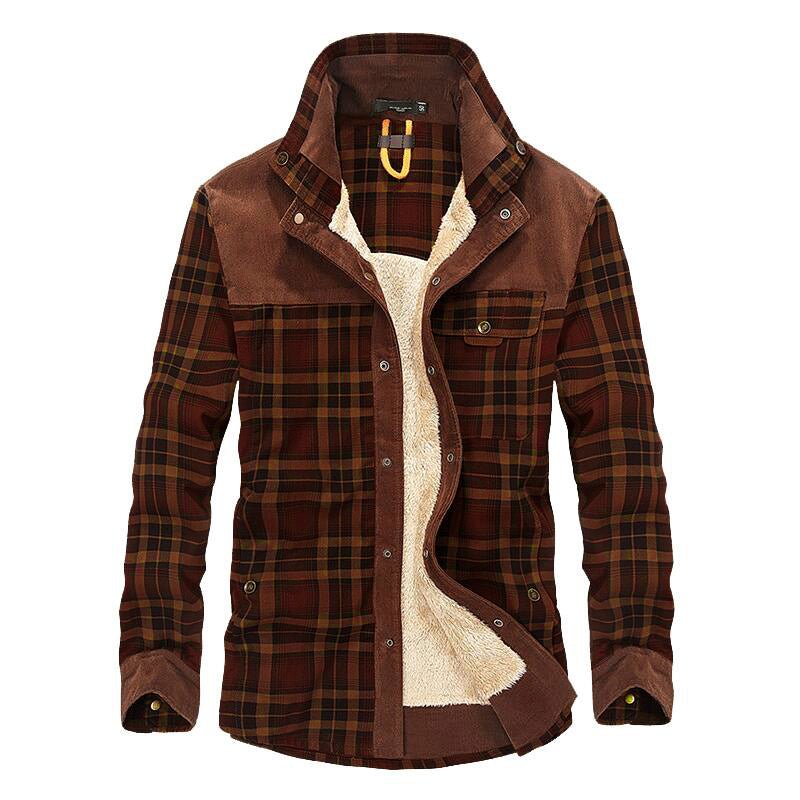 Men's Plaid Plus Velvet Jacket | Winter