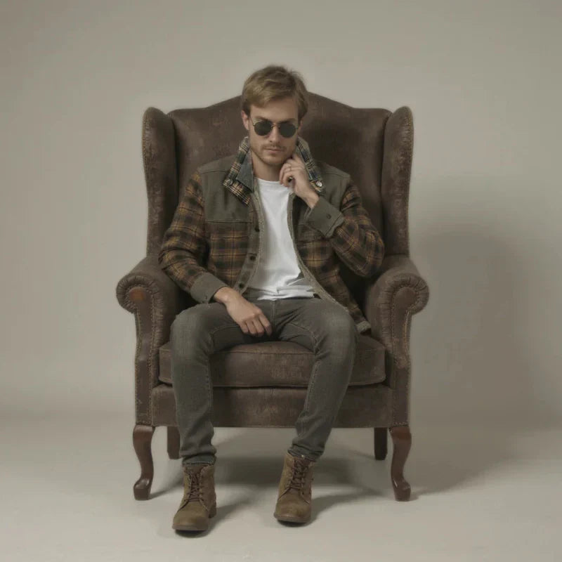 Men's Plaid Plus Velvet Jacket | Winter