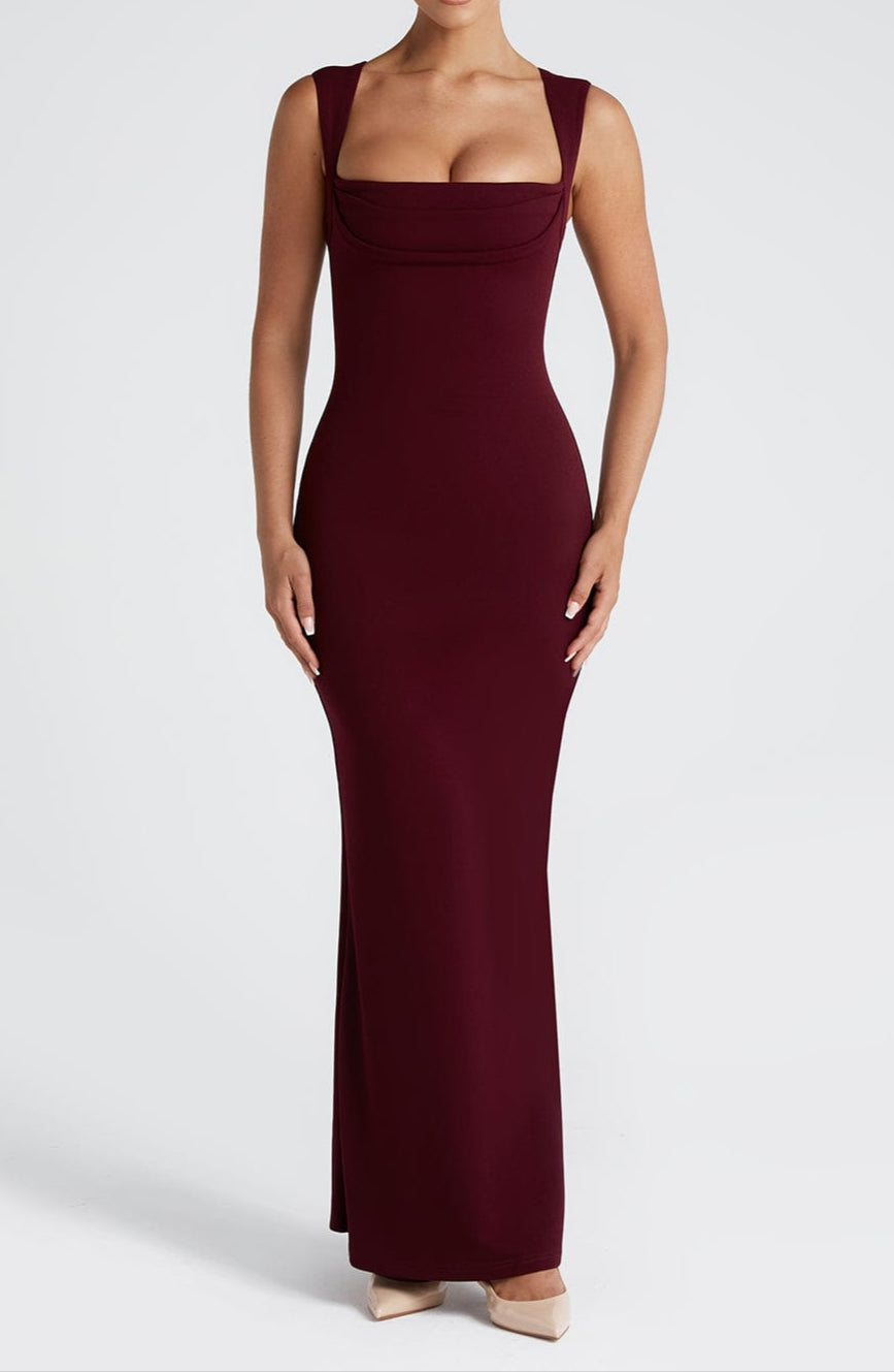 Leya Maxi Dress - Cherry Lacquer