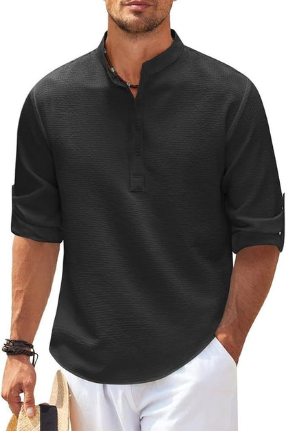 Men's Long Sleeve Henley Shirt | Casual