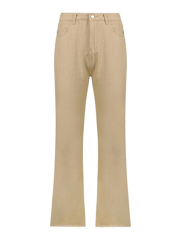 Beige High Waisted Flare Jeans