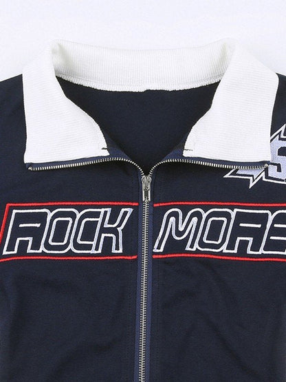 Crop Moto Jacket with Embroidered Logo