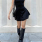 Black mini dress with straps without sleeves