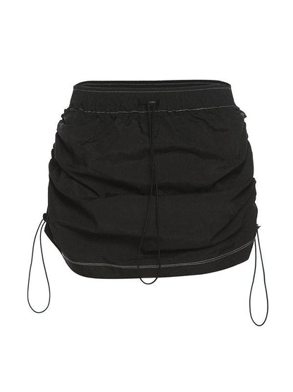 Baggy Parachute Mini Skirt with Drawstring