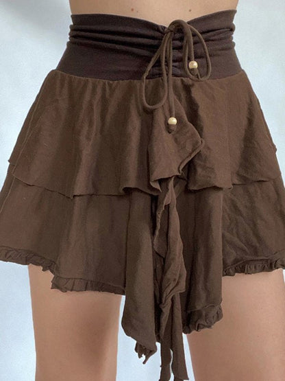 Vintage Lace Double Layer Mini Skirts