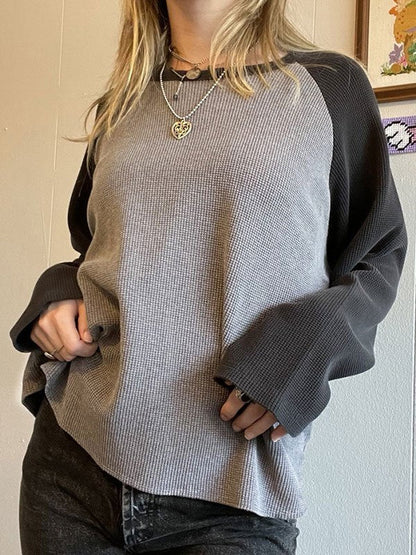 Ribbed Raglan Long Sleeve Top