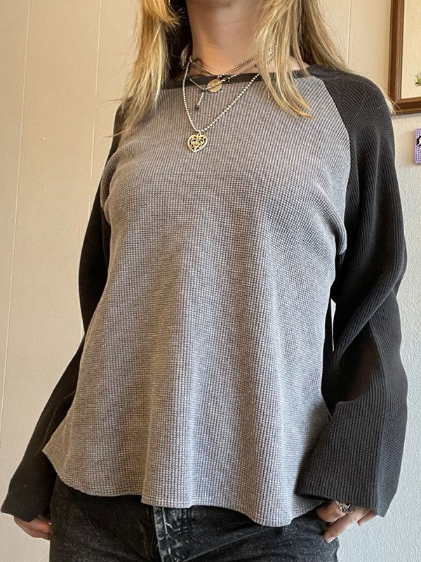 Ribbed Raglan Long Sleeve Top