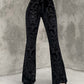 JY6 Vintage Embossed Velor Flare Pants