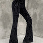 JY6 Vintage Embossed Velor Flare Pants