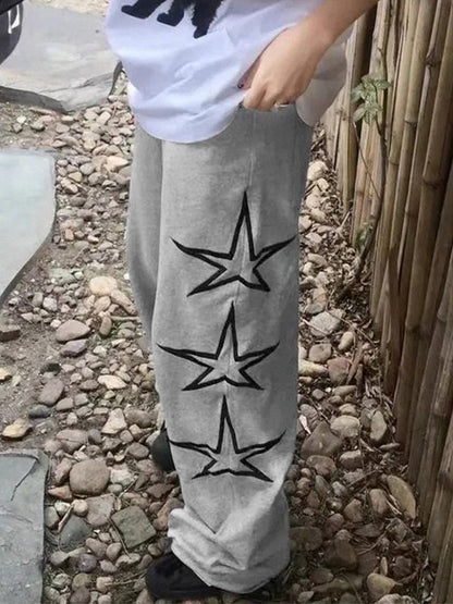 Pantalones de chándal holgado con bordado de estrellas