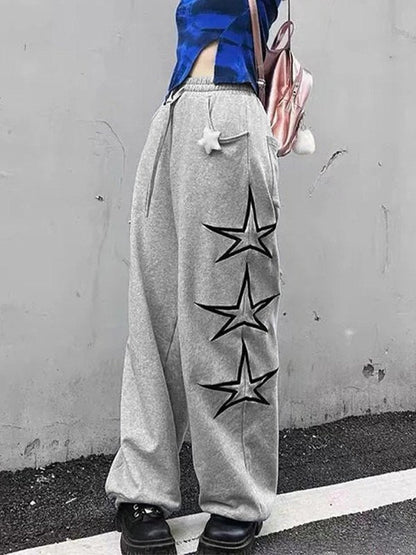 Pantalones de chándal holgado con bordado de estrellas