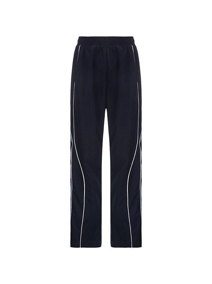 Striped Navy Blue Vintage Retro Sporty Baggy Sweatpants