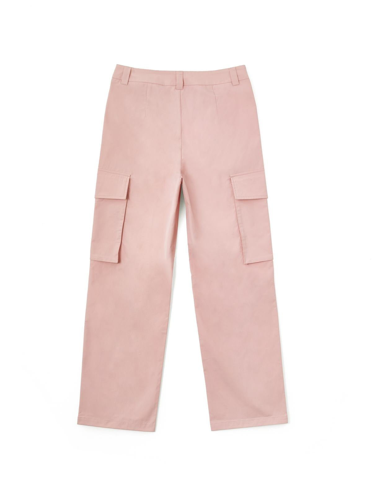 Ruched Pink Straight Leg Cargo Pants