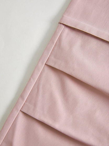 Ruched Pink Straight Leg Cargo Pants