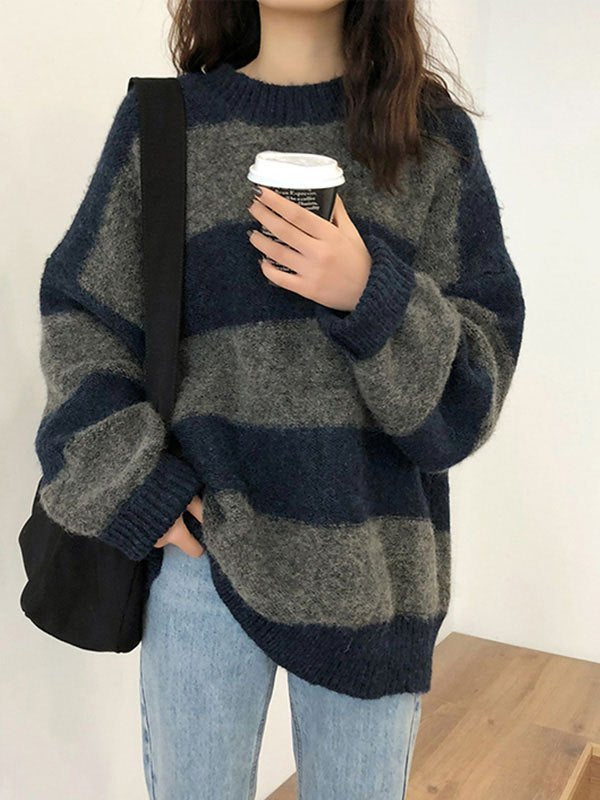 Striped Oversized Basic Sweater