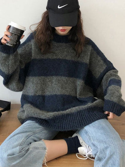 Striped Oversized Basic Sweater