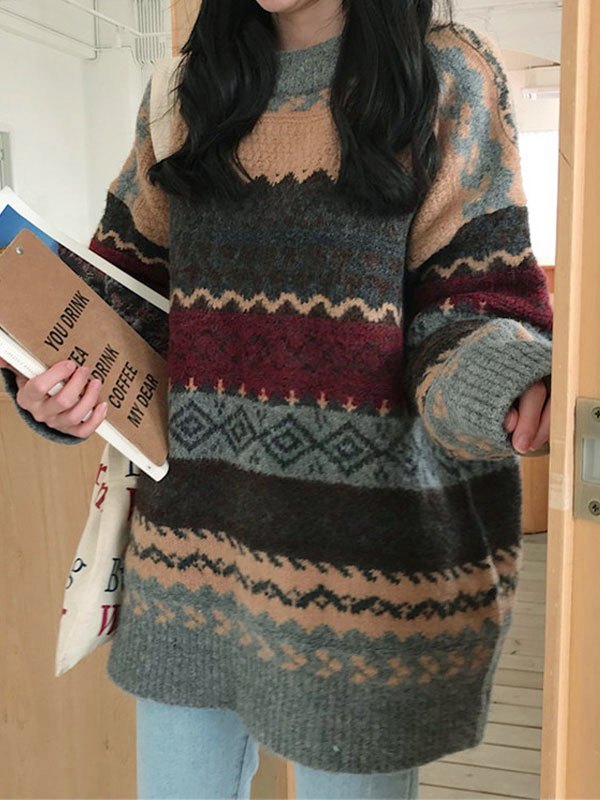 Vintage Oversize Jacquard Sweater