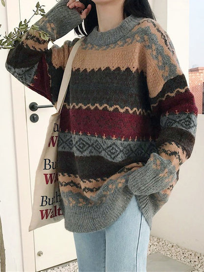 Vintage Oversize Jacquard Sweater