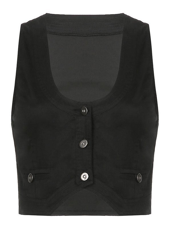 Black Button-Up Corset Top