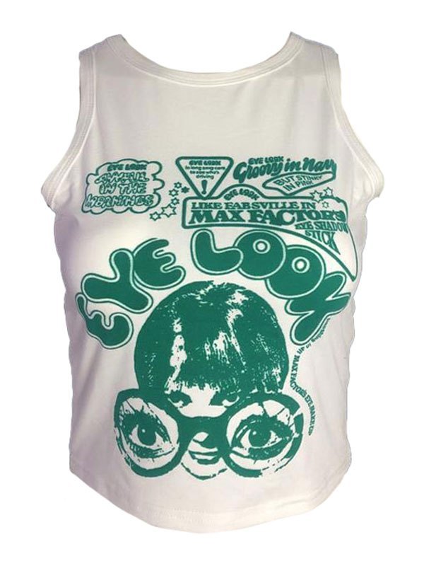 Crop tank top with eye look graphic
