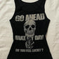 Black gothic punk tank top with skull print