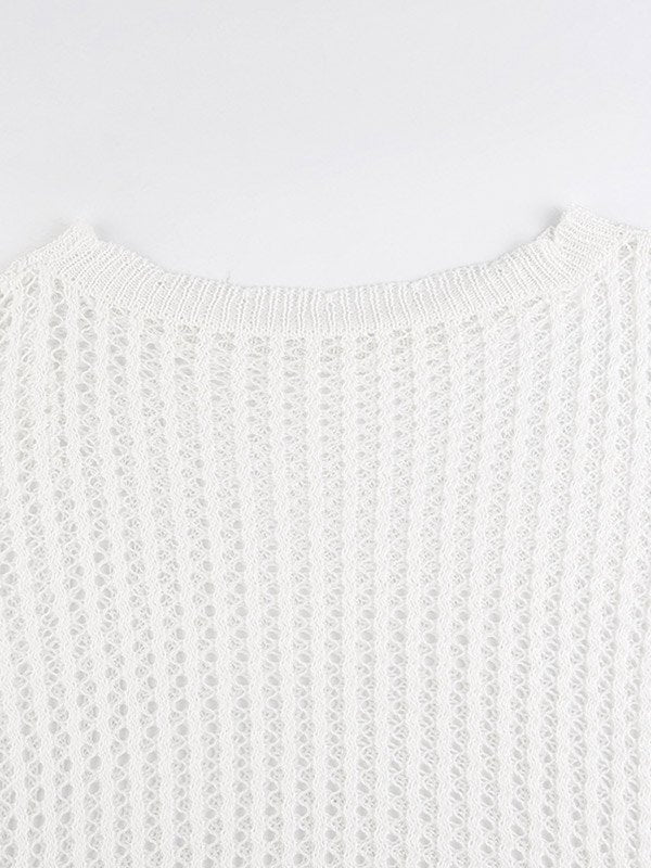 Top de crochet blanco de manga larga