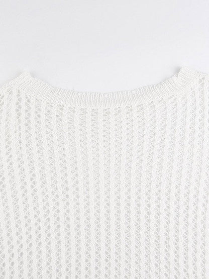 Top de crochet blanco de manga larga