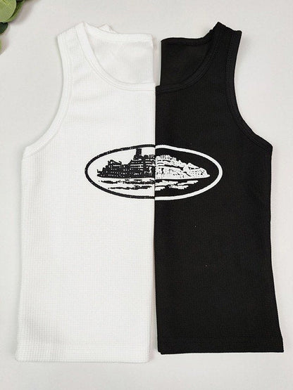 Crop Tank Top with Landmark Logo in White or Black