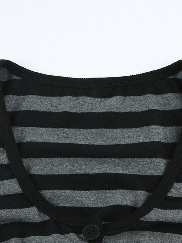 Super Crop Long Sleeve Striped Knit Top