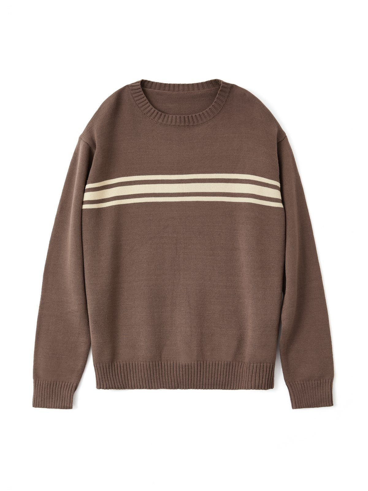 Brown Vintage Oversized Three Striped Pullover