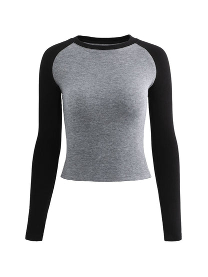 Raglan Sleeve Ribbed Crop Top