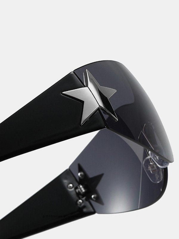 Black Y2K Star Sport Sunglasses