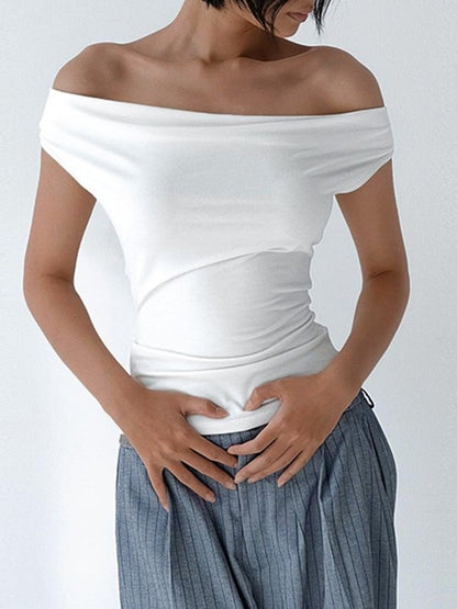 Camiseta sin mangas con cuello vuelto, espalda descubierta y estilo vintage en color blanco