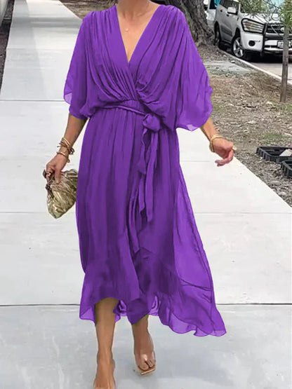 Party Soft V-Neck Dress | Elegant