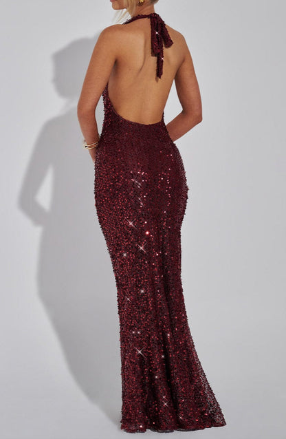 Elsa Maxi Dress  - Wine Lined