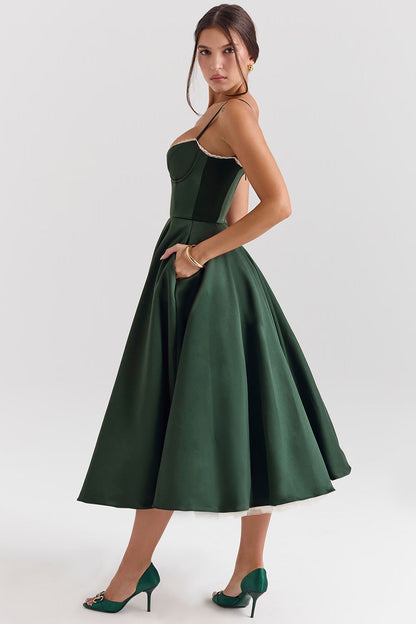 Women's Heart-Shaped Neckline Evening Dress | Midi