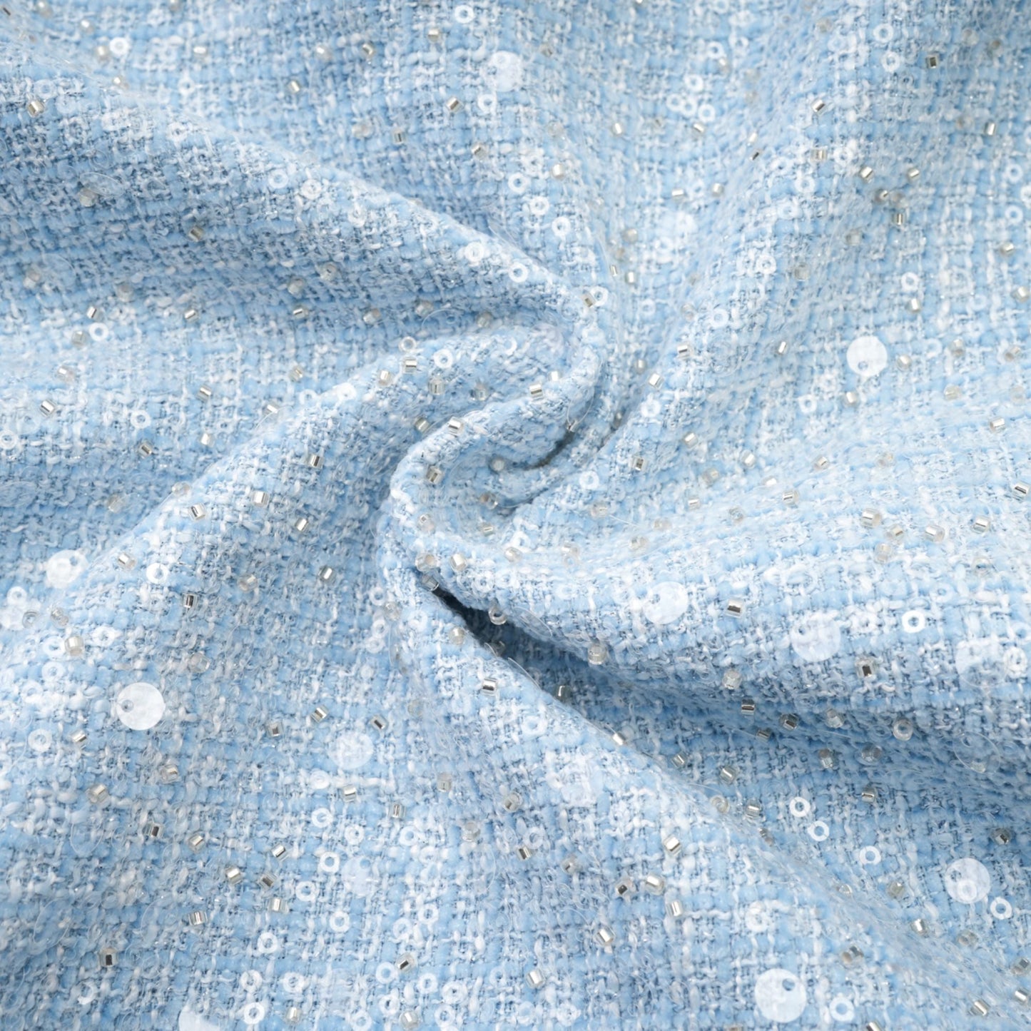 Baby Blue Tweed Mini Dress with Cut-Outs for Women - Nadia